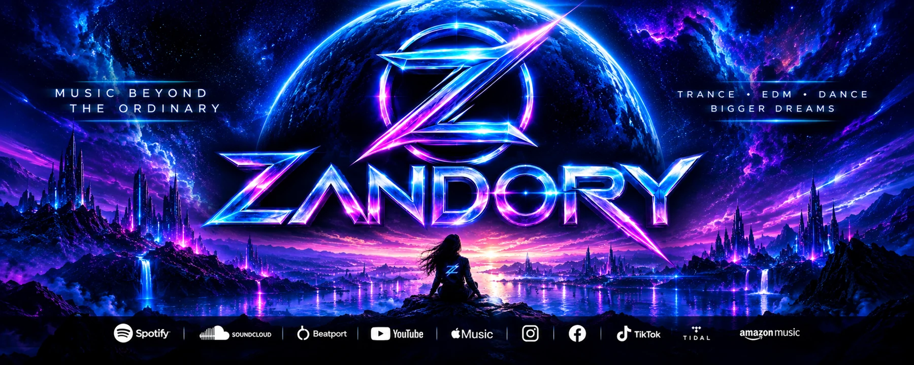 ZANDORY cosmic blue and purple landscape banner